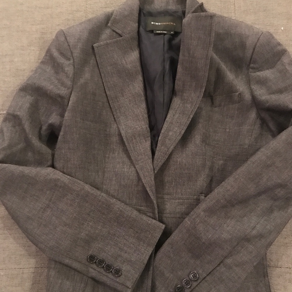 BCBG suit. Charcoal color with matching pants.